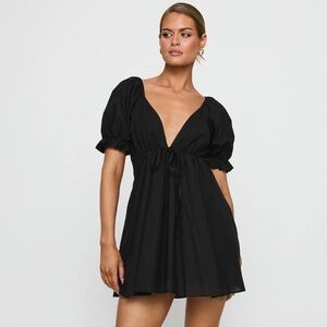 Princess Polly Black Mini Dress with Puff Sleeves